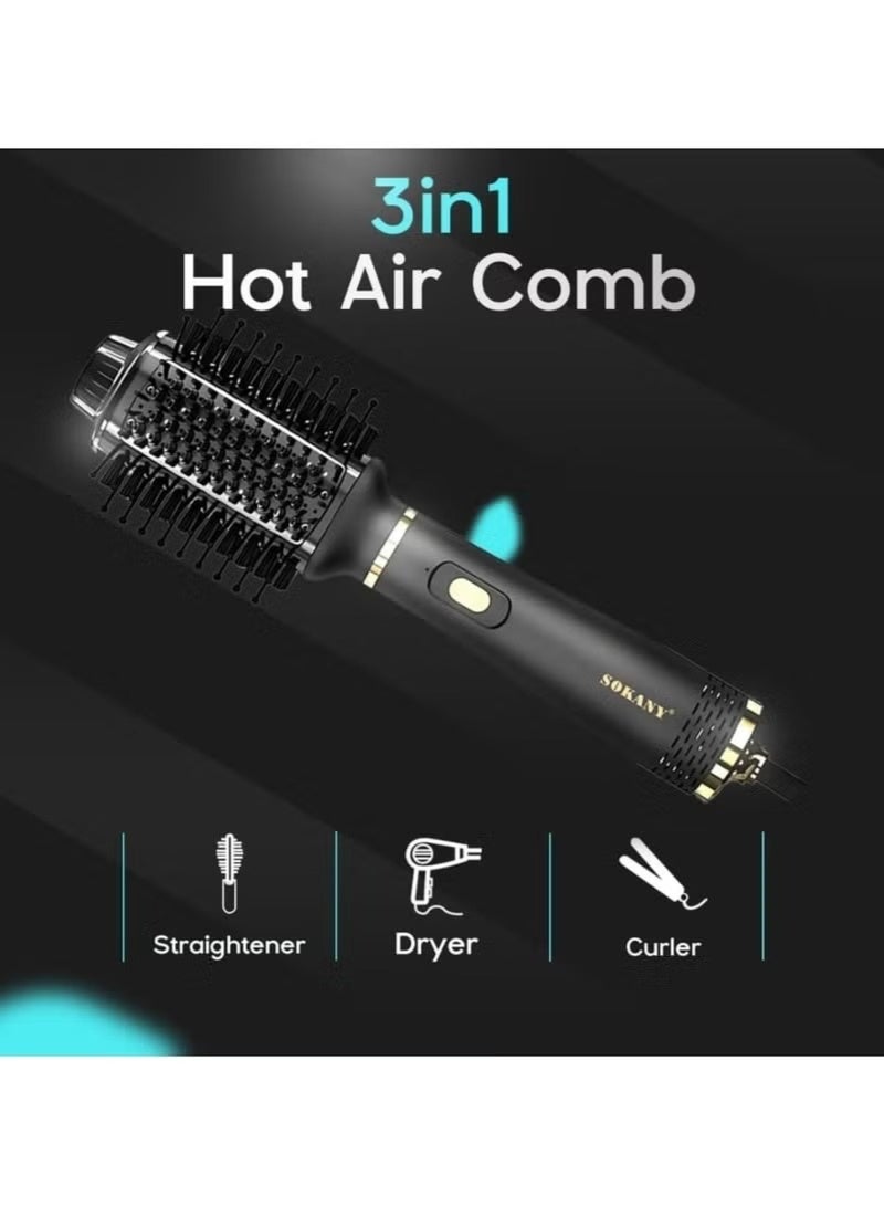 سوكاني فرشاة الشعر الاحترافية SK-1922 3 في 1 للنساء والفتيات، بقوة 1000 واط، تجفف الشعر وتفرده وتضيف إليه كثافة بفضل طلاء النانو سيراميك، وتقلل من التجعد ووقت التصفيف، وأسنانها الدقيقة لشعر لامع خالٍ من التشابك، وتصميمها المريح مع سلك دوار 360 درجة لسهولة الاستخدام في المنزل أو الصالون - Image 5